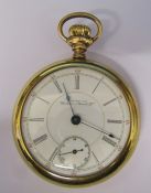 American Waltham Watch Co gold plated pocket watch inscribed on movement Appleton, Tracy Ho,