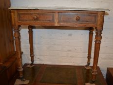 Marble top wash stand (missing gallery) with scumbled decoration