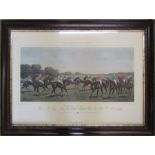 Framed engraving 'McQueen's Racing - Turf Favourites 1887', painted by Harrington Bird engraved by C