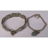 Silver gate bracelet and silver bracelet with locket and horseshoe weight 0.61 ozt / 19.26 g