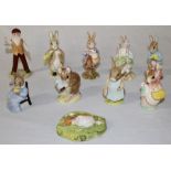 10 Royal Albert Beatrix Potter figurines (with boxes) Timmy Willie Sleeping, Benjamin ate a