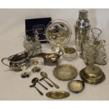 Selection of silver plate including cruets, large cocktail shaker & 1924 Wembley British Empire