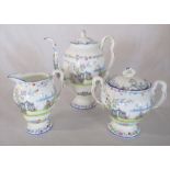 Royal Albert 'Rosedale' pattern coffee pot, lidded sugar bowl and jug c.1930s