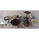 Various ceramics and glassware etc inc chamber pots, mirror, trivet etc (2 boxes)
