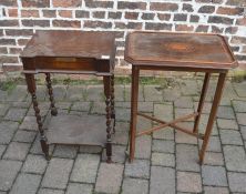 Edwardian plant stand & a cutlery box on barley twist legs