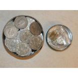 Approximately 123 half crown coins from 1947 to 1967, 1967 3 pence & 6 shillings 1887,1894, 1908 &