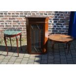 Occasional table with marble top, pie crust coffee table and a corner cabinet