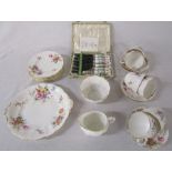 Royal Crown Derby 'Derby Posies' part tea service consisting of cake plate, 6 cups, saucers and