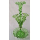 Large Victorian green glass epergne (base af) H 58 cm