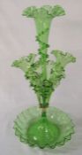 Large Victorian green glass epergne (base af) H 58 cm