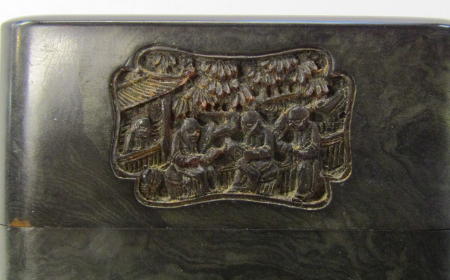 Oriental carved tortoiseshell card case 7 cm x 10.5 cm 60.70 g - Image 6 of 6