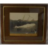 Framed photograph 'SS Haller launched broadside at Maryport 1905' Messrs R Haller Ltd, Hull