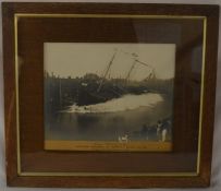 Framed photograph 'SS Haller launched broadside at Maryport 1905' Messrs R Haller Ltd, Hull