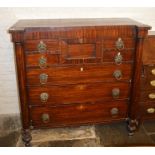 Victorian mahogany veneer Scotch chest of drawers H123cm W120cm D59cm