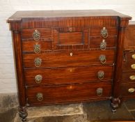 Victorian mahogany veneer Scotch chest of drawers H123cm W120cm D59cm