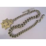 Silver watch chain and fob (fob Birmingham 1907) weight 1.90 ozt / 59 g