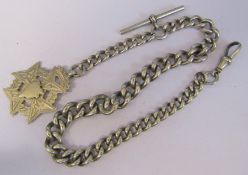 Silver watch chain and fob (fob Birmingham 1907) weight 1.90 ozt / 59 g