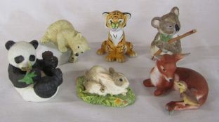 Assorted Eva Dalberg ceramic animal figures and a Beswick Sculpture Studio figure of rabbits