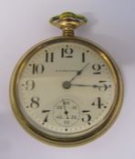 Hamilton Watch Co, Lancaster gold plated pocket watch number 071198 17 jewels