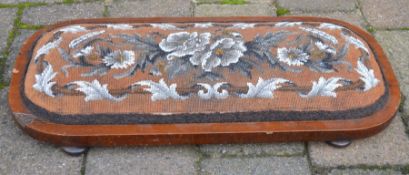 Victorian low prayer stool with bead work top