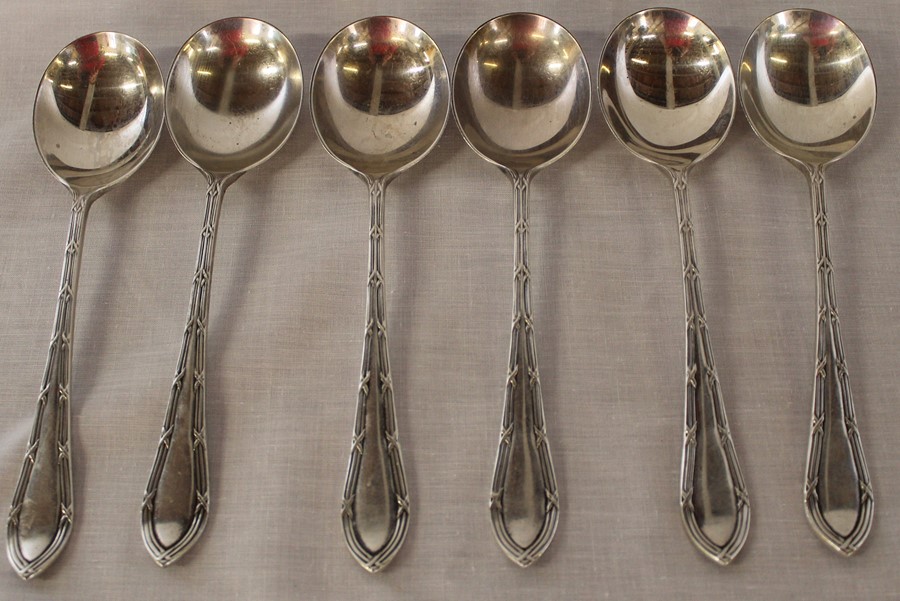 Set of 6 silver soup spoons Sheffield 1917 13.14ozt