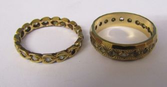 2 9ct gold rings size L weight 4.3 g