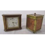 Small Elliott mantel clock & a copper and brass tobacco jar H 14.5 cm