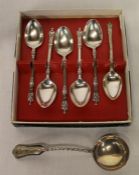 Set of 6 silver apostles spoons Sheffield 1907 & Continental serving spoon marked silver 3.6ozt