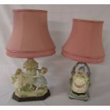 2 figural lamps H 72 cm and 65 cm