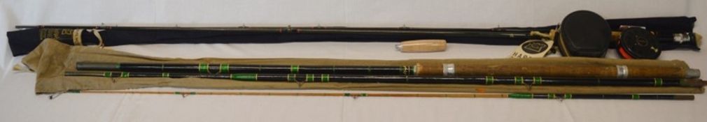 Allcock & Son Black Knight 12ft fly rod, Hardy Graphite 9ft 6in rod & a Carbon Fly 9320 Olympic