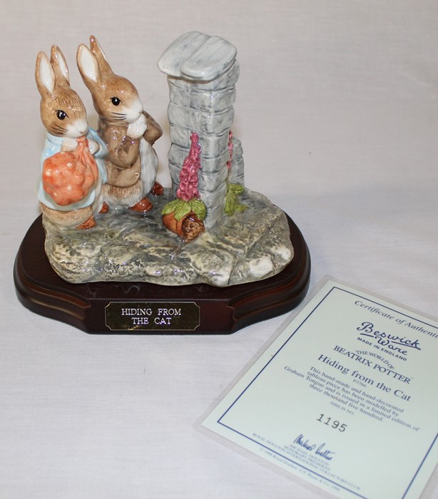 Beswick limited edition The World of Beatrix Potter "Hiding from the Cat" figurine 1195 / 3500