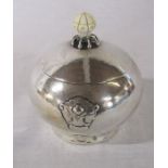 Continental silver liddled pot marked 830 weight 4.65 ozt D 9.5 cm H 10 cm