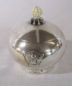 Continental silver liddled pot marked 830 weight 4.65 ozt D 9.5 cm H 10 cm