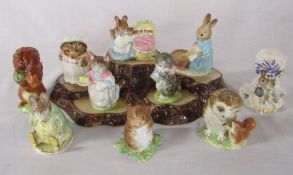 10 Beswick Beatrix Potter figurines inc Mrs Tiggy Winkle, Miss Moppet, Timmy Willie, Bibby and