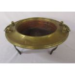 Early 20th century copper and brass brazier with iron stand D 42 cm