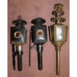 Pair of coach lamps and one other