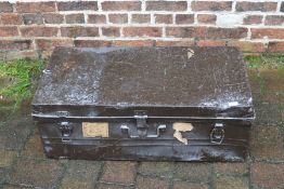 Large black metal trunk