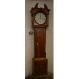 18th/19th century 30hour long case clock in an oak case, painted dial marked 'Sheffield' with