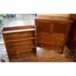 Early 20th century oak cabinet and small bookcase
