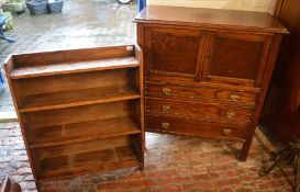 Early 20th century oak cabinet and small bookcase