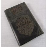 Oriental carved tortoiseshell card case 7 cm x 10.5 cm 60.70 g
