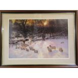 Large framed print 'The Shortening Winter's Day' by Joseph Farquharson RA 101 cm x 74 cm (size