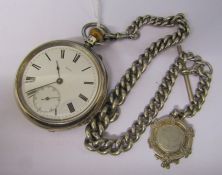 Victorian silver pocket watch P Eprile Edinburgh, Chester 1899 together with silver fob and chain (
