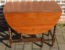 Oak gate leg table with barley twist legs