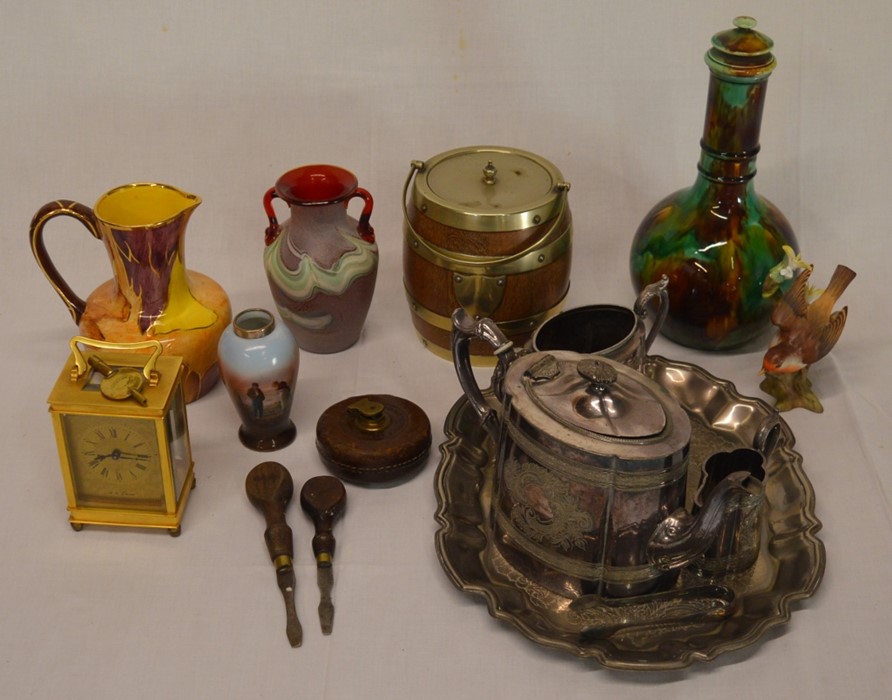 Whieldon ware style lidded vase (damage to inner rim of lid), Britannia plate tea set, modern