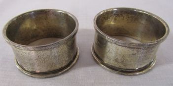 Pair of silver napkin rings Birmingham 1922 weight 1.12 ozt