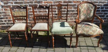 Edwardian bedroom chair, 2 chairs & an arm chair