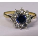 9ct gold cubic zirconia and sapphire dress ring size Q weight 2.15 g