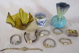 Selection of vintage watches inc 4 ladies 9ct gold watches weight of case covers only 6.47 g (straps