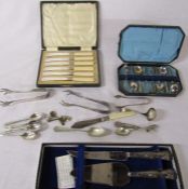 Various cased silver plate, cutlery etc